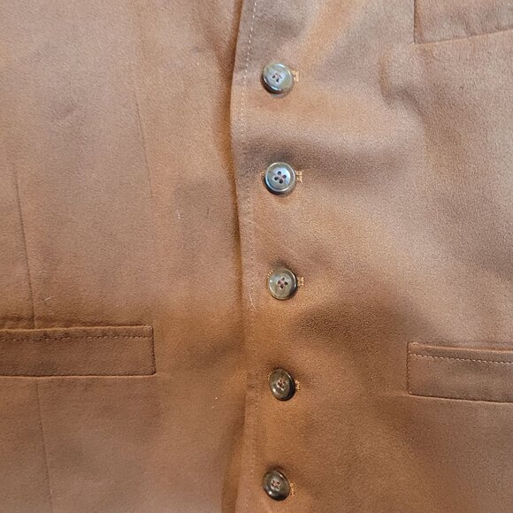 Vintage Waistcoat Vest Alan Fusser Faux Suede Brown India Med - Picture 2 of 9